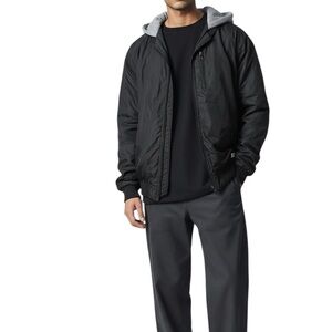 Swiss Cross Men's Black Windbreaker with Gray Hood XL